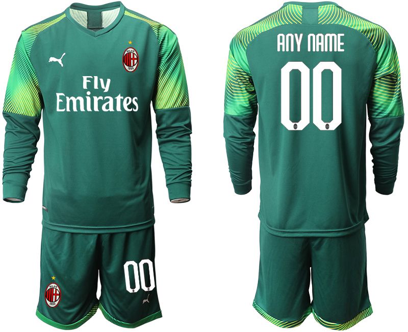 Men 2019-2020 club AC milan Dark green long sleeve goalkeeper customized Soccer Jerseys->ac milan jersey->Soccer Club Jersey